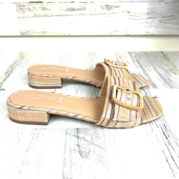 Joie Womens 7.5 Claire Multicolor Stripe Woven Buckle Flat Sandals Casual Summer - Picture 2 of 8